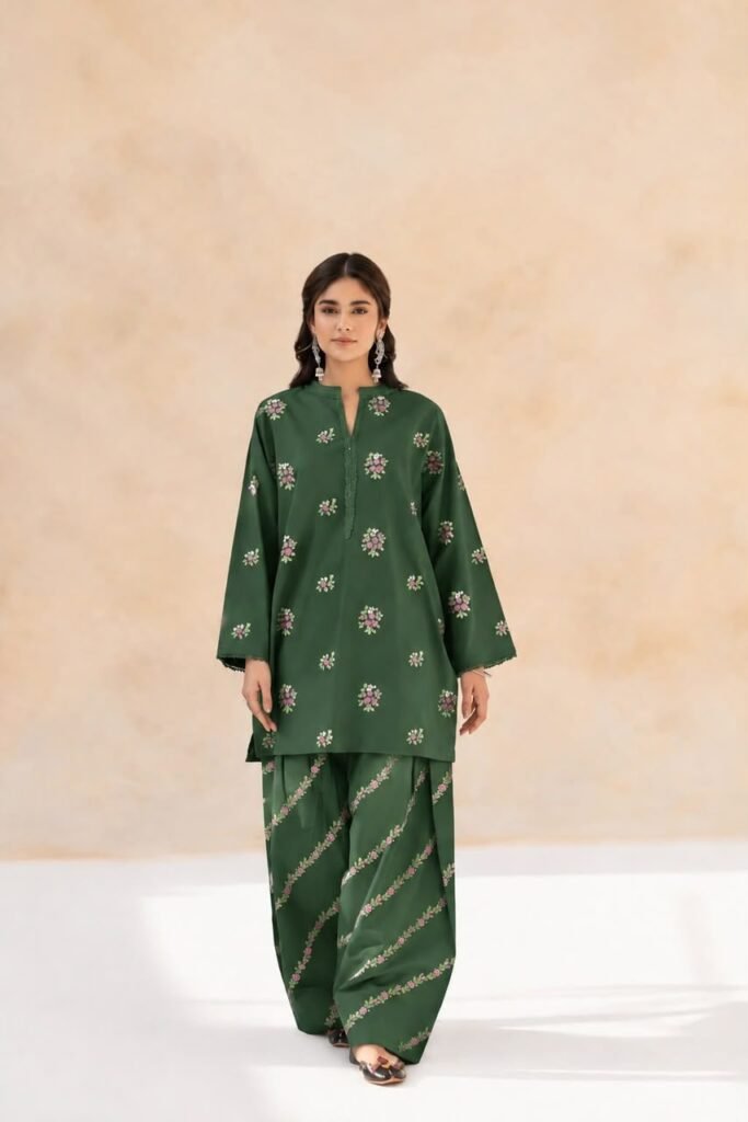 Women’s Navy Embroidered 2-Piece Suit