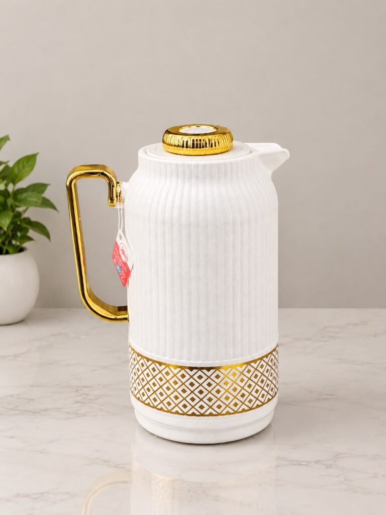 White & Gold Insulated Thermos Jug
